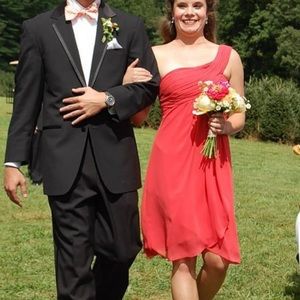 Bill Levkoff Coral Bridesmaid Dress ❤️🧡💓